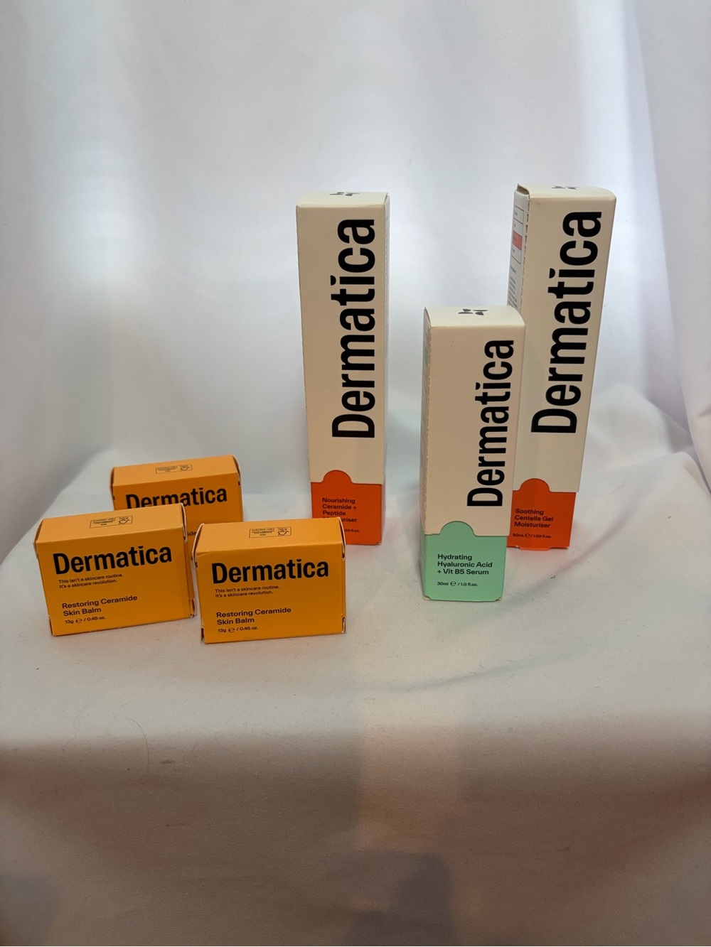 NIB DERMATICA Skincare Bundle of 6- Moisturizer/Serum/Balm